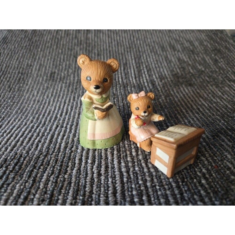 Porcelain Homco Bears #1409 Preschool Girl Bear and Desk